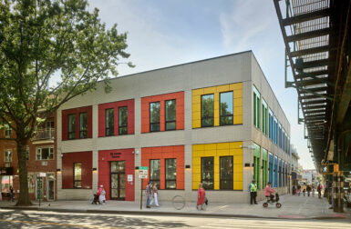 A Partially Constructed Commercial Building Transformed Into a Vibrant Public Preschool